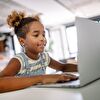 Girl watching laptop